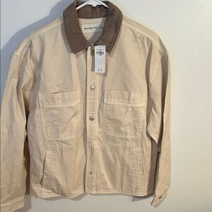 Abercrombie & Fitch Tan Jacket with Brown Corduroy Collar